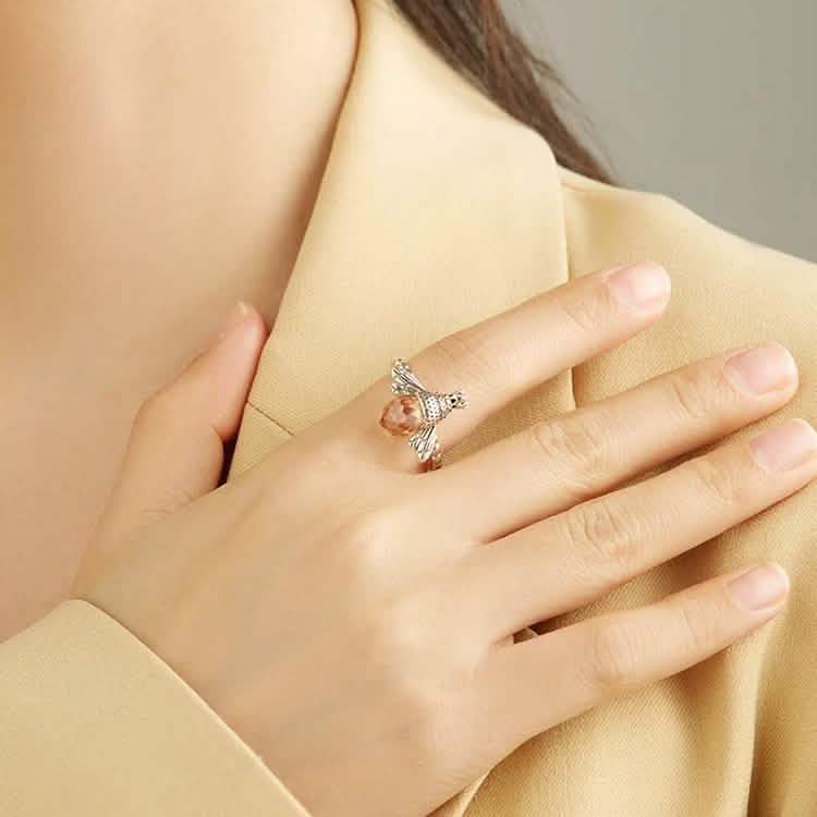INALIS Sterling Silver Austria Crystal Rings Creative Bee Design