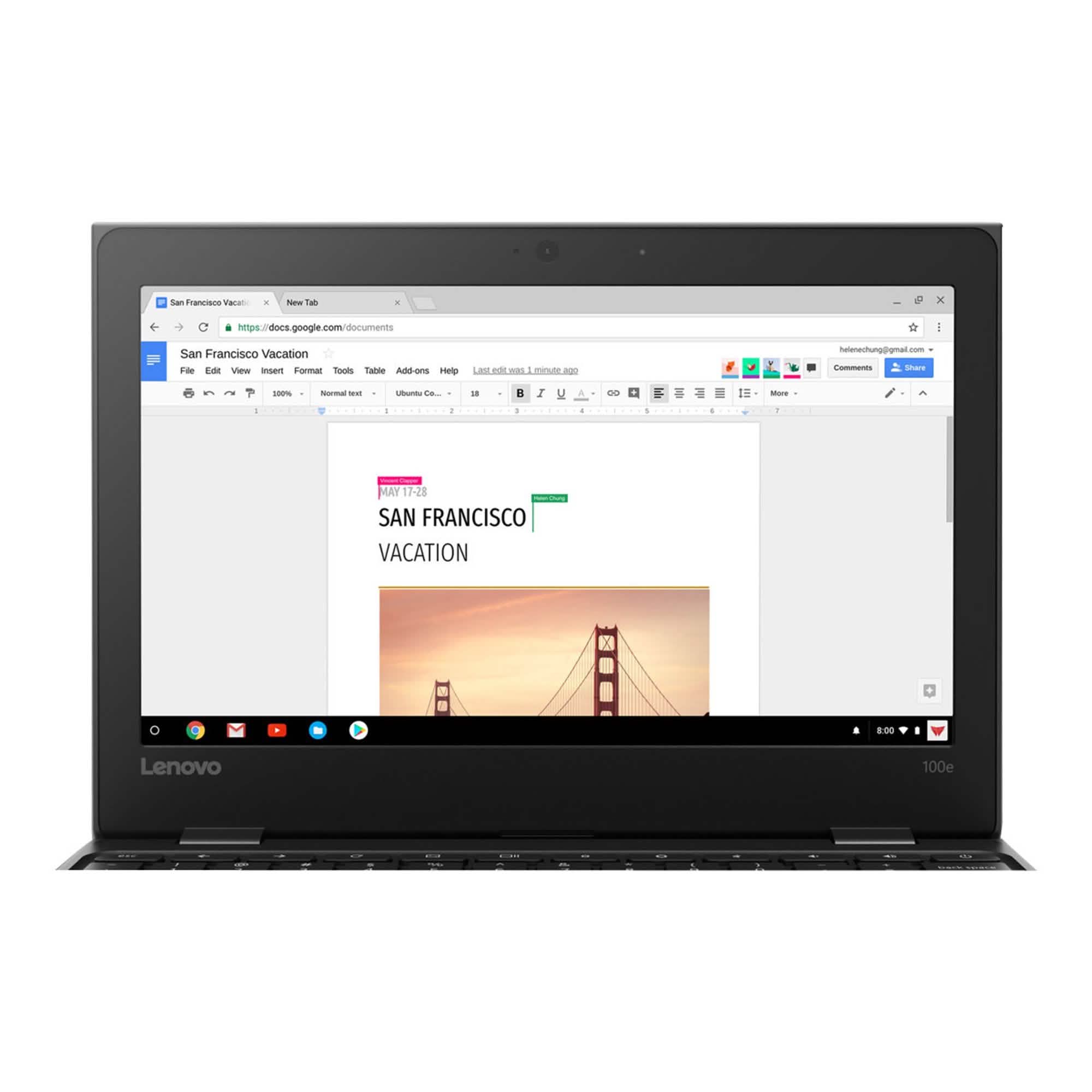 Lenovo 100e Chromebook Celeron N3350 Chrome OS 4 GB RAM 32 GB eMMC (Refurbished)