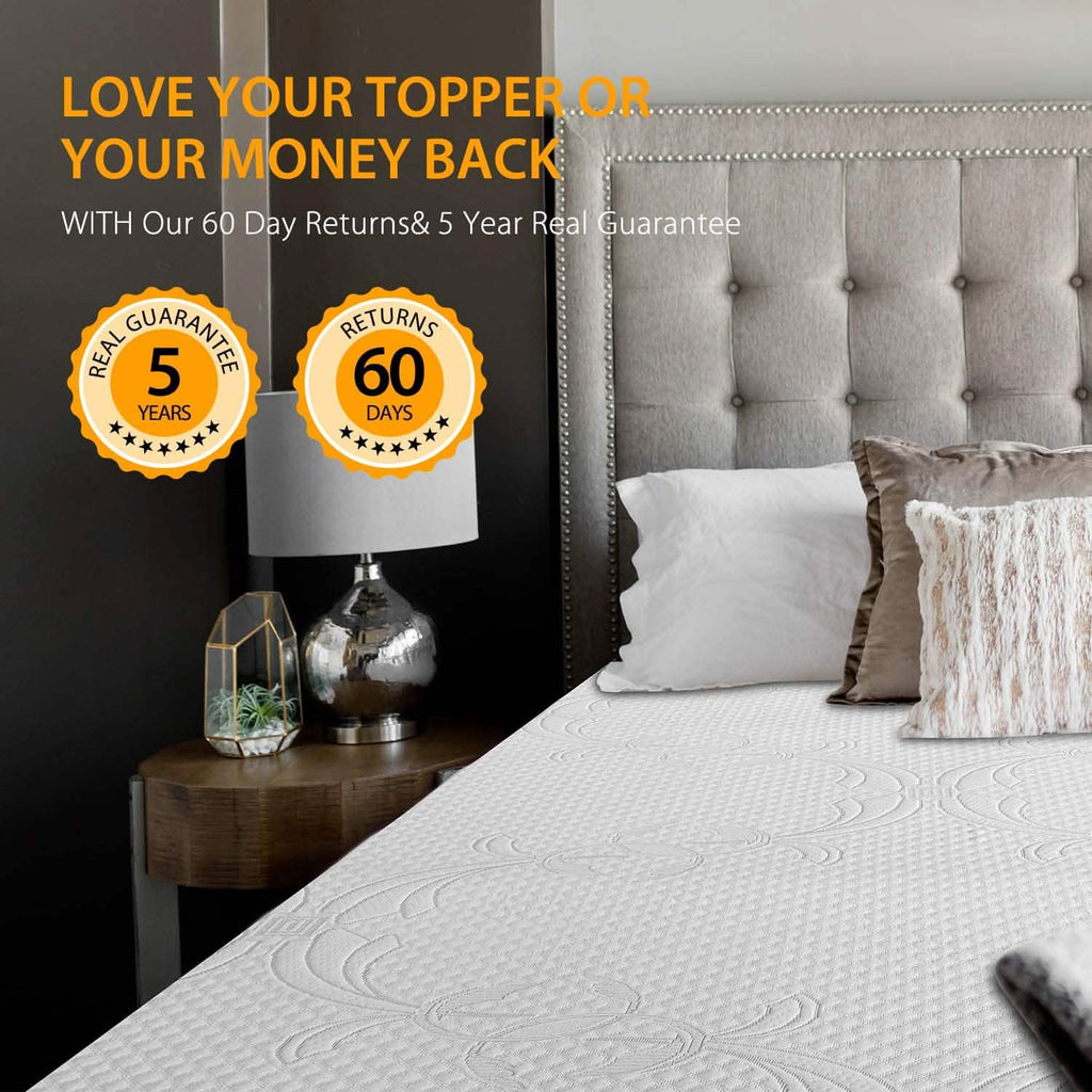 LSOFT Mattress Pad Gel Infused Memory Foam Mattress Topper 4 Corner Elastic Anchor Band Washable Bed Cover