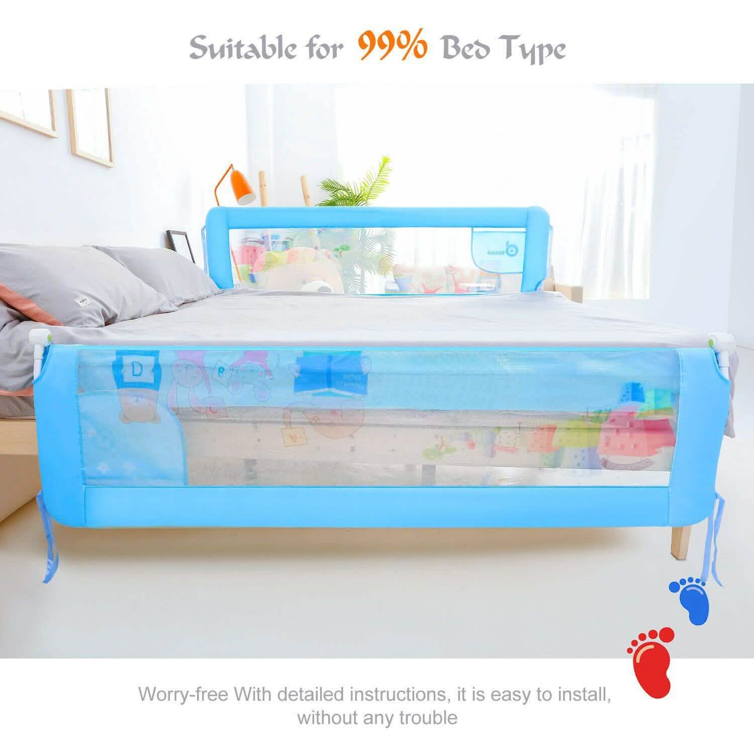 Odoland 180cm 71" Safety Bed Rail Anti Falling Guard Foldable Baby Child Toddler
