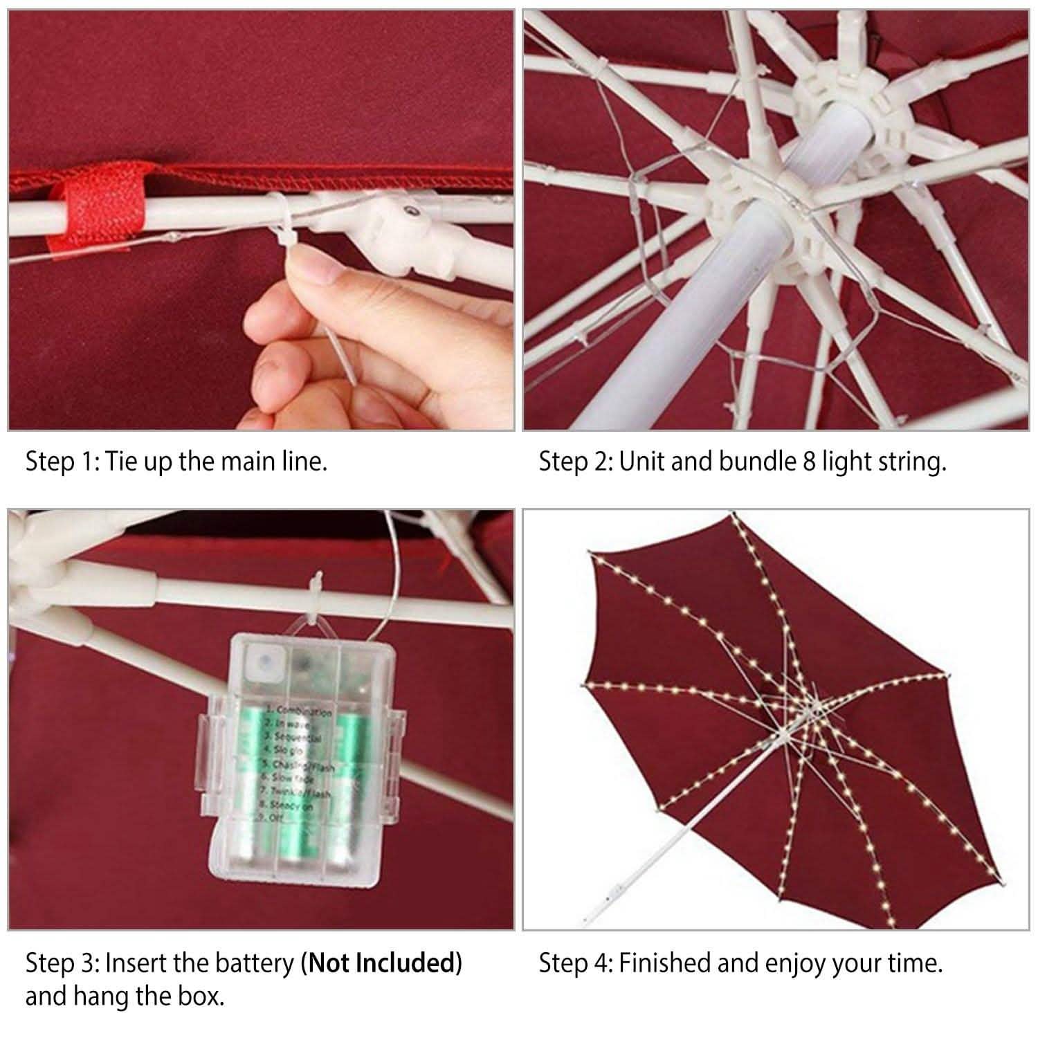 Patio Umbrella Lights 8 Lighting Mode with Remote Control