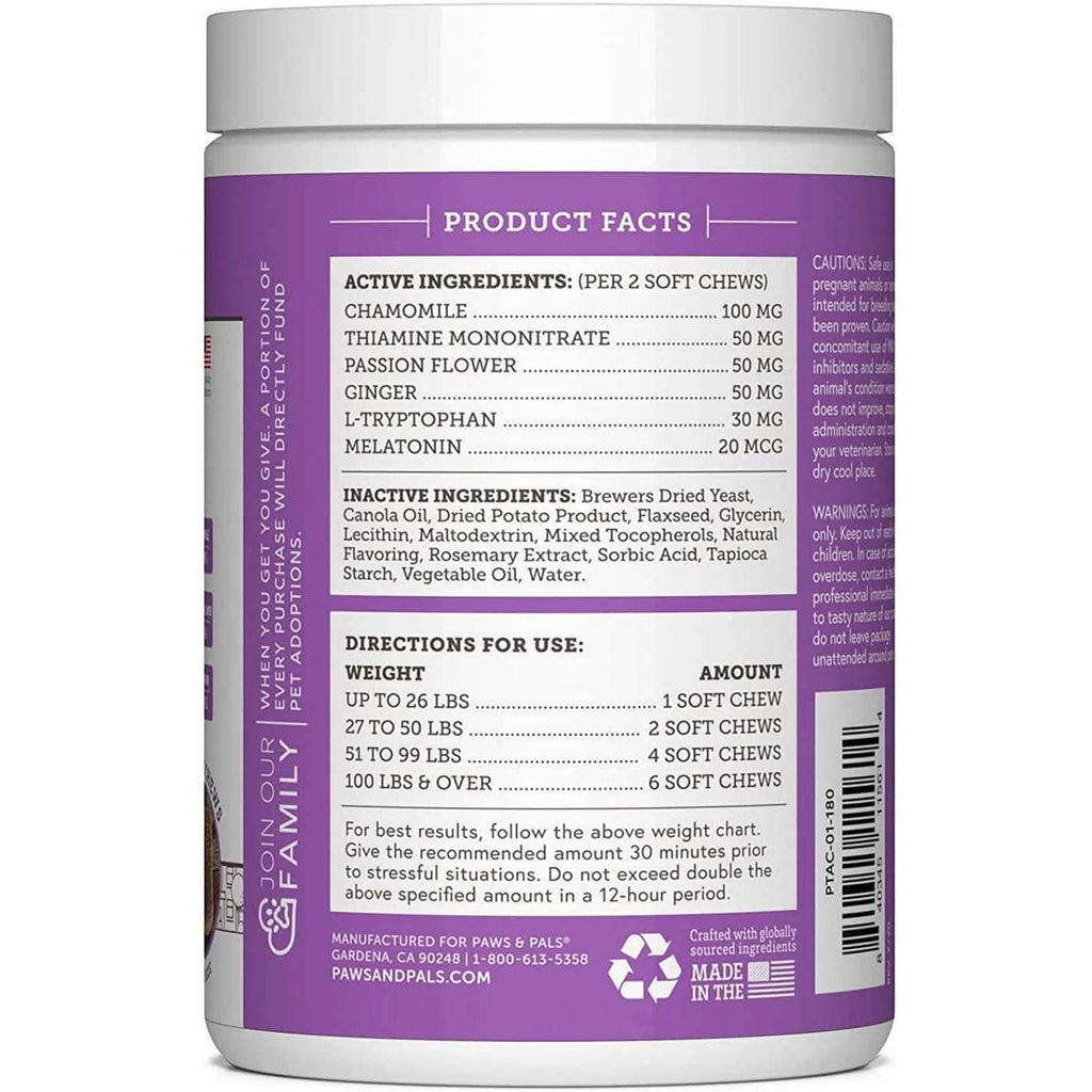 Paws & Pals Dog Calming Treats - Pet Anti Anxiety Supplement