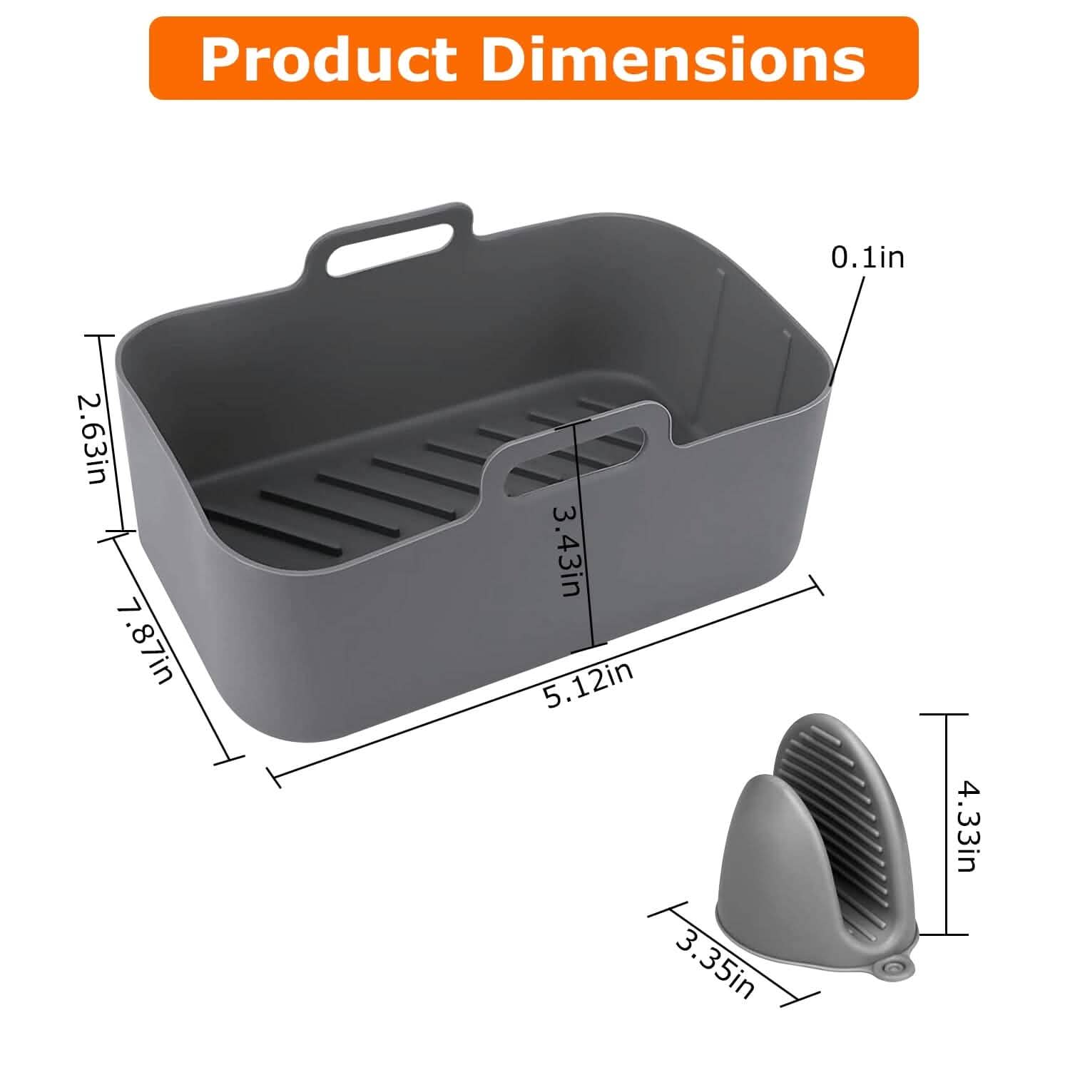Reusable Air Fryer Silicone Pot Rectangle Replacement of Parchment Liners 6-8 Quart