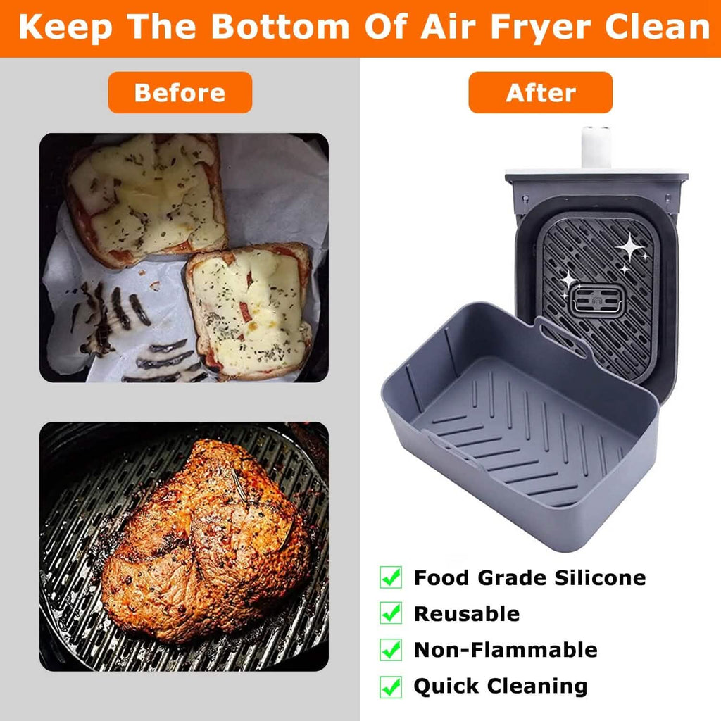 Reusable Air Fryer Silicone Pot Rectangle Replacement of Parchment Liners 6-8 Quart