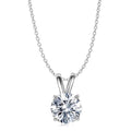 Rhodium Plated Round Cut Crystal Pendant Necklace