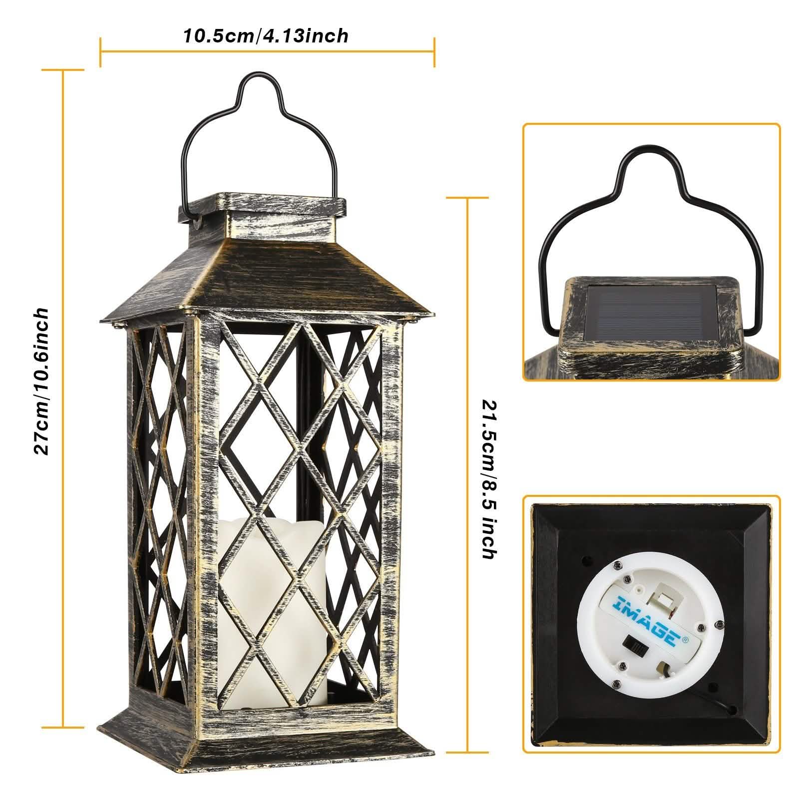 Solar Powered Led Outdoor Lantern Waterproof Candle Hanging Light