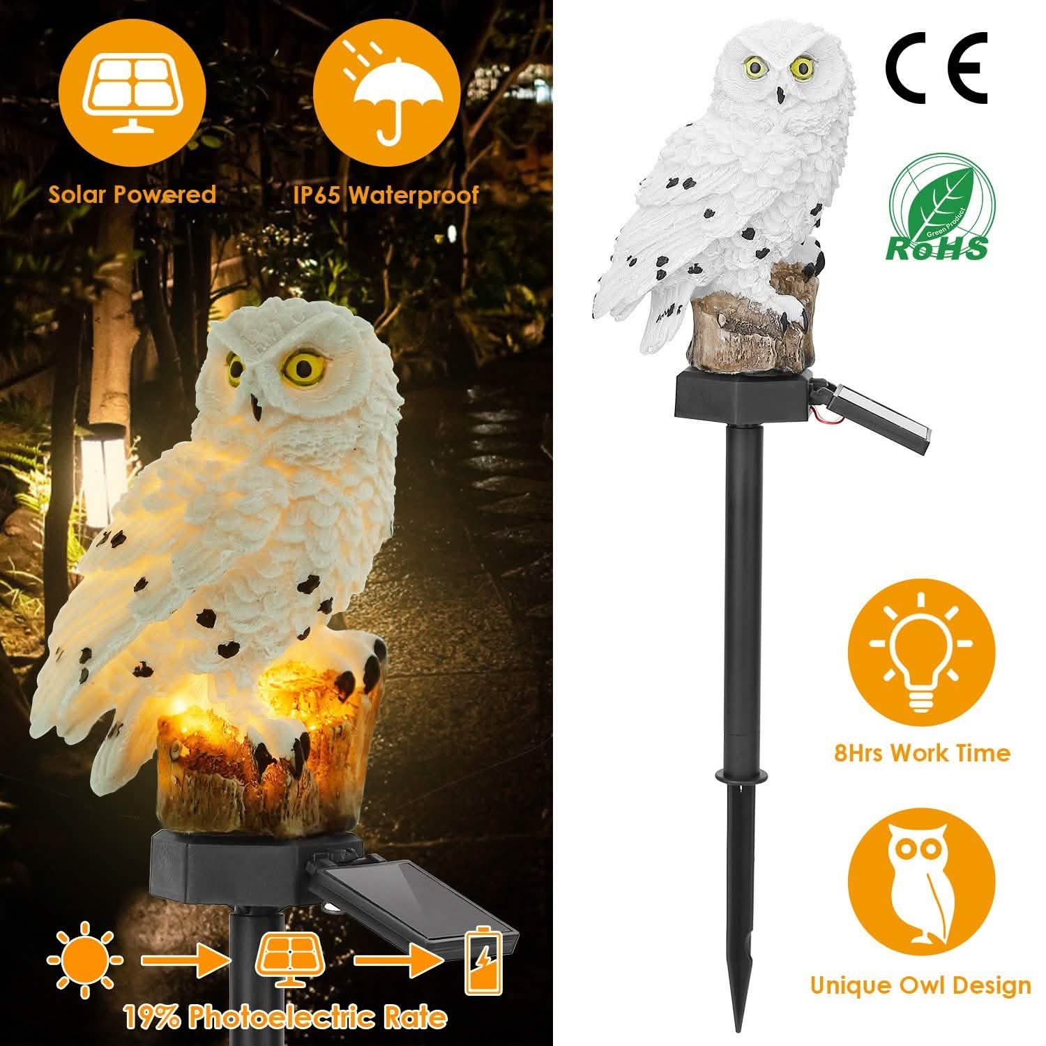 Solar Powered Owl Garden Light IP65 Waterproof