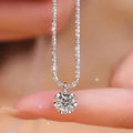 Sparkling Wave-Shaped Six-Claw Single Zirconia Pendant Necklace