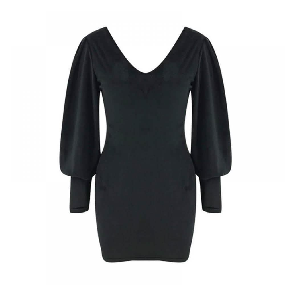 Summark Ladies Lace Long Sleeve Casual Slim Dress