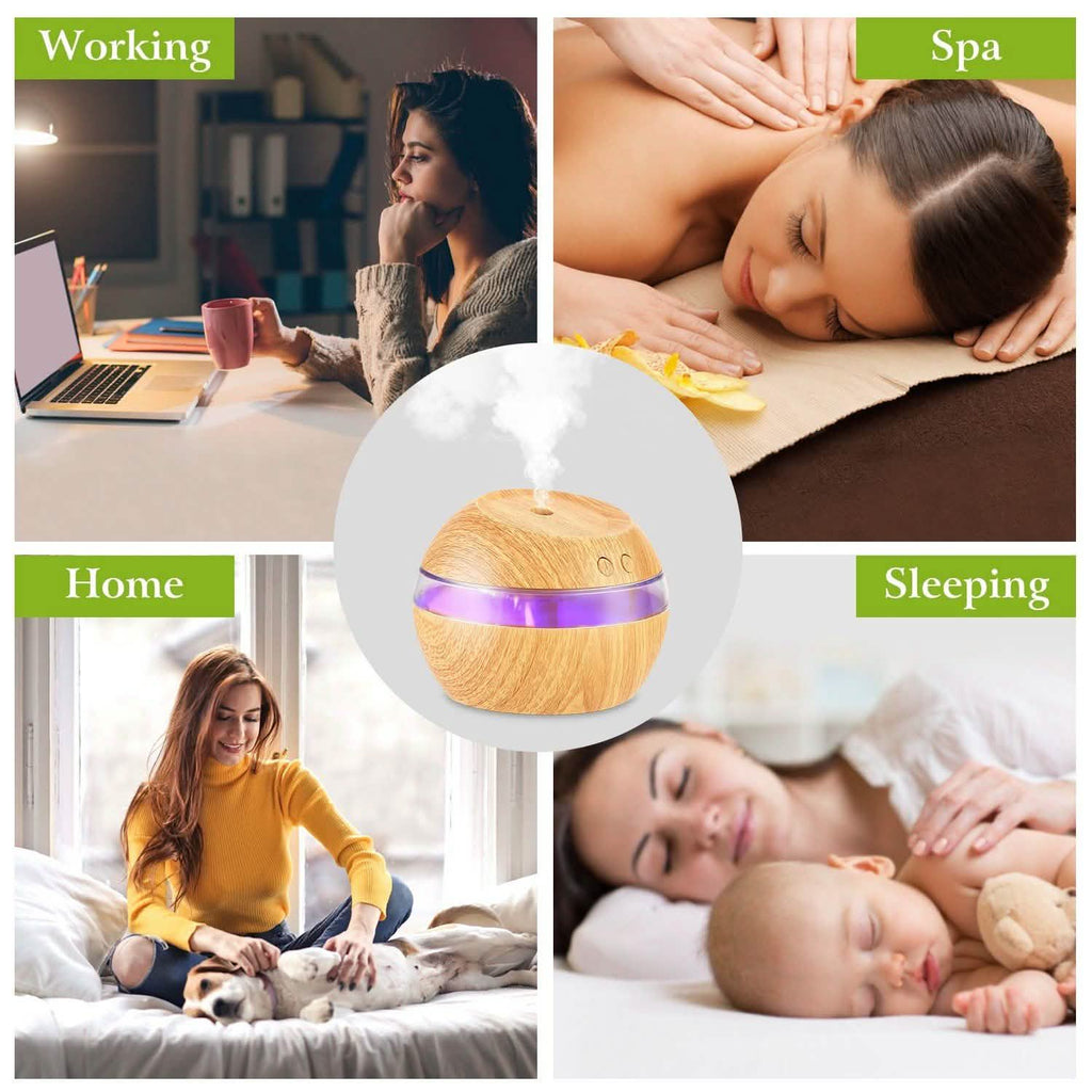 Ultrasonic Aroma Essential Oil Diffuser Wood Grain