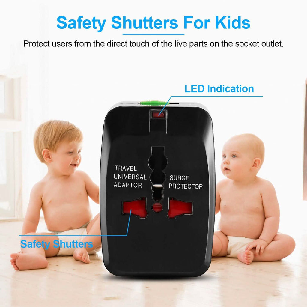 Universal Travel Adapter with 4 Interchangeable Plugs