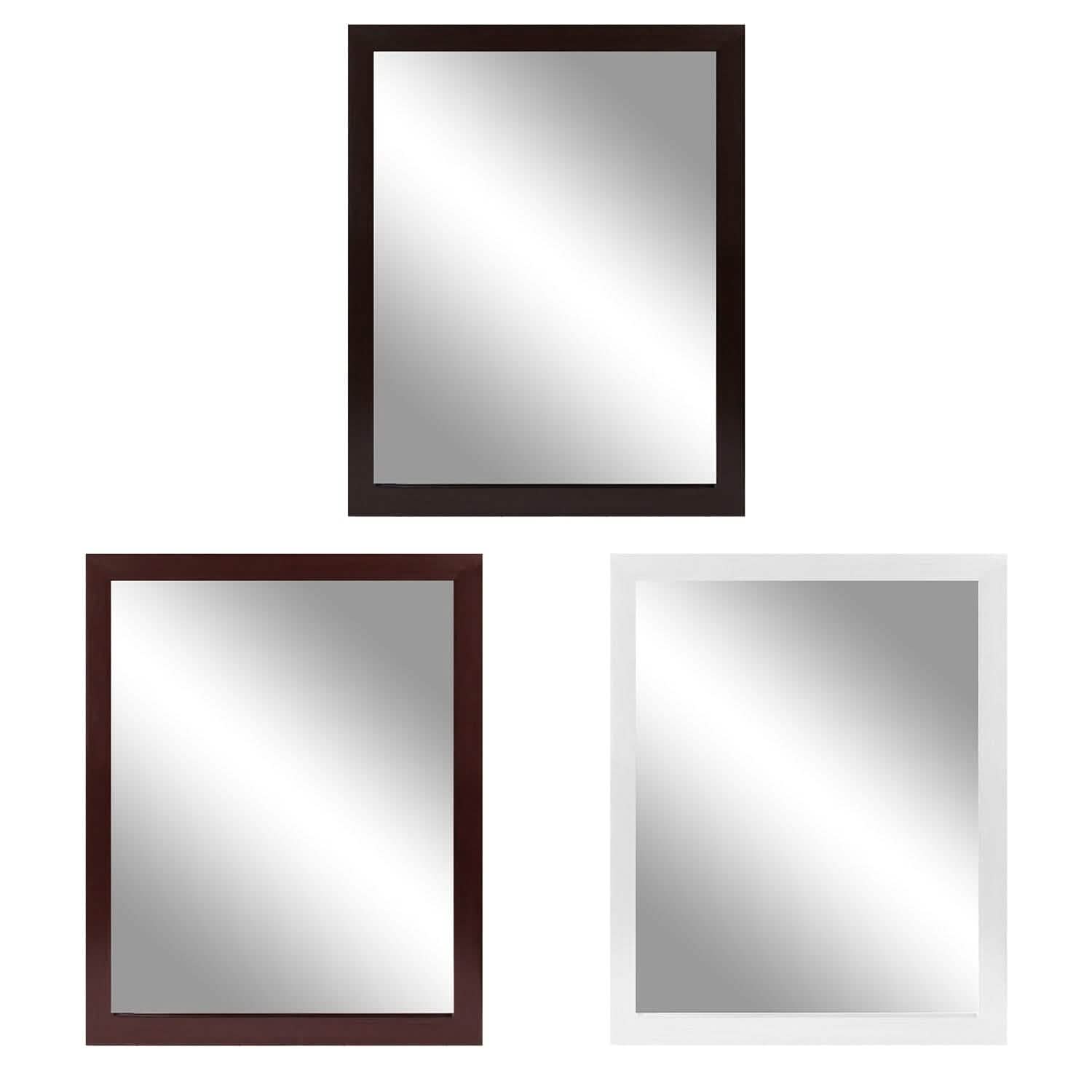 Wall Mount Mirror Wood-Like Frame Rectangle Modern Hanging Mirror