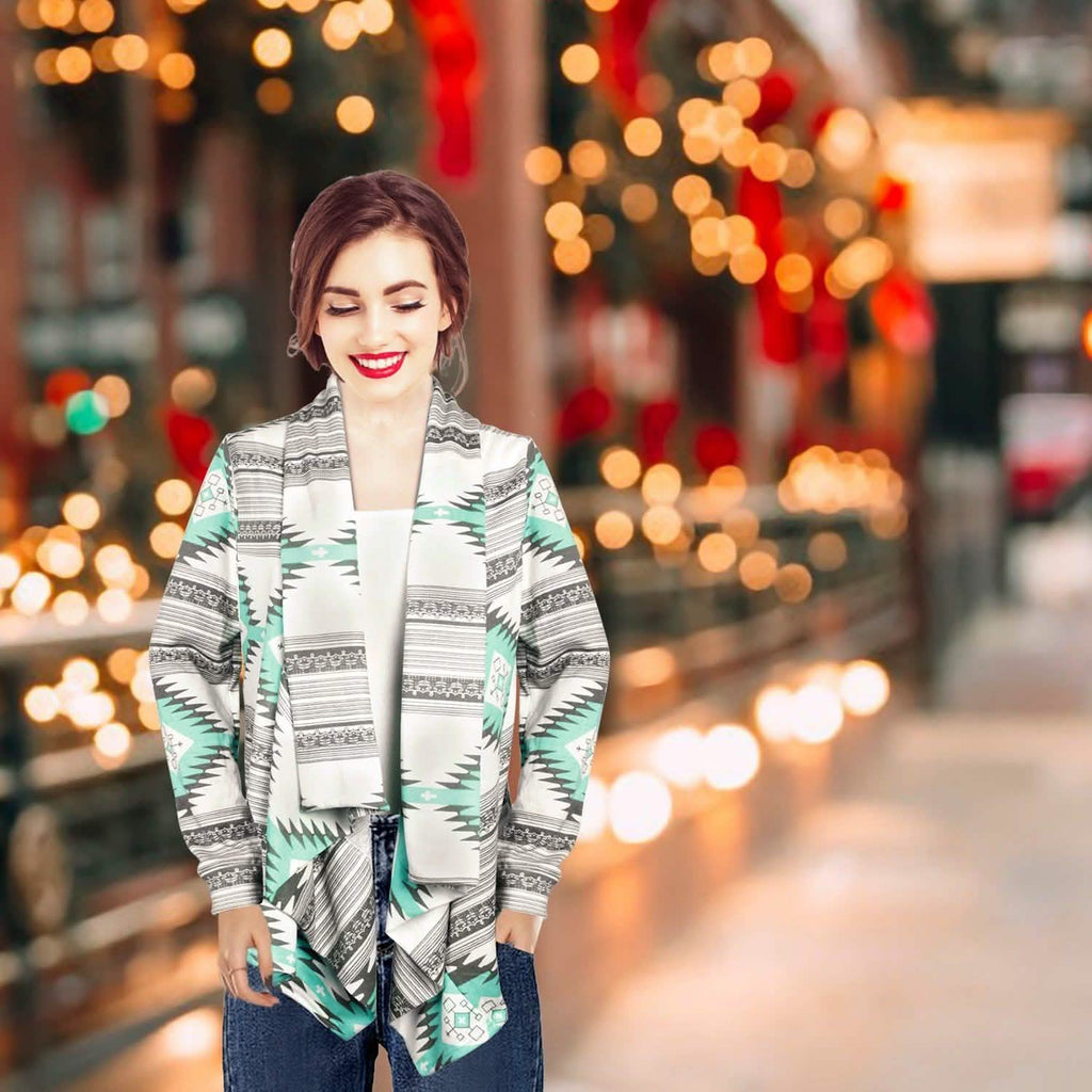 Women Open Front Long Sleeve Cardigan