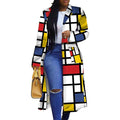 Women's Colored Geo Turn Down Collar Trench Coat