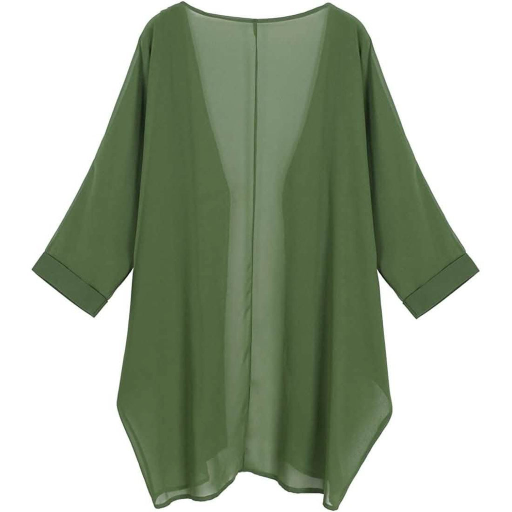 Women's Floral Print Sheer Chiffon Loose Kimono Cardigan Capes