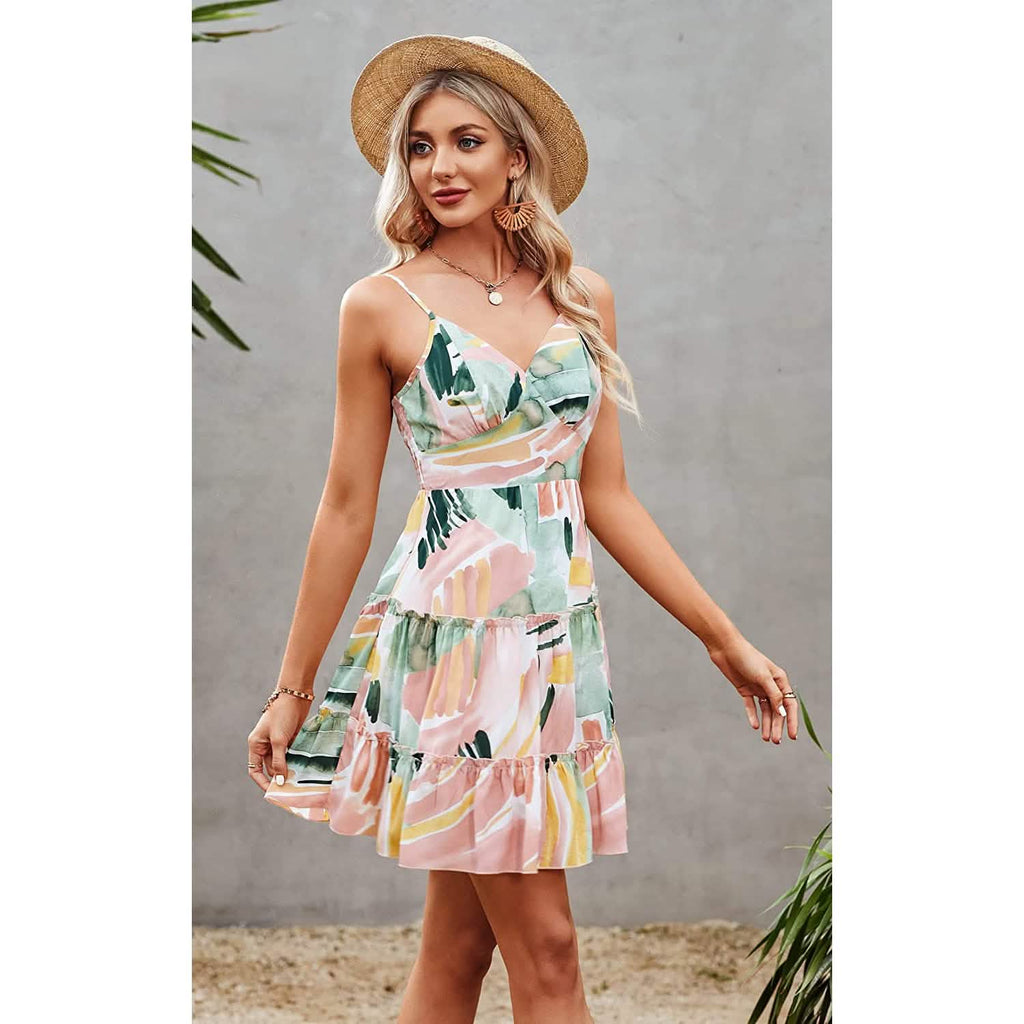 Women's Spaghetti Strap Backless Dress